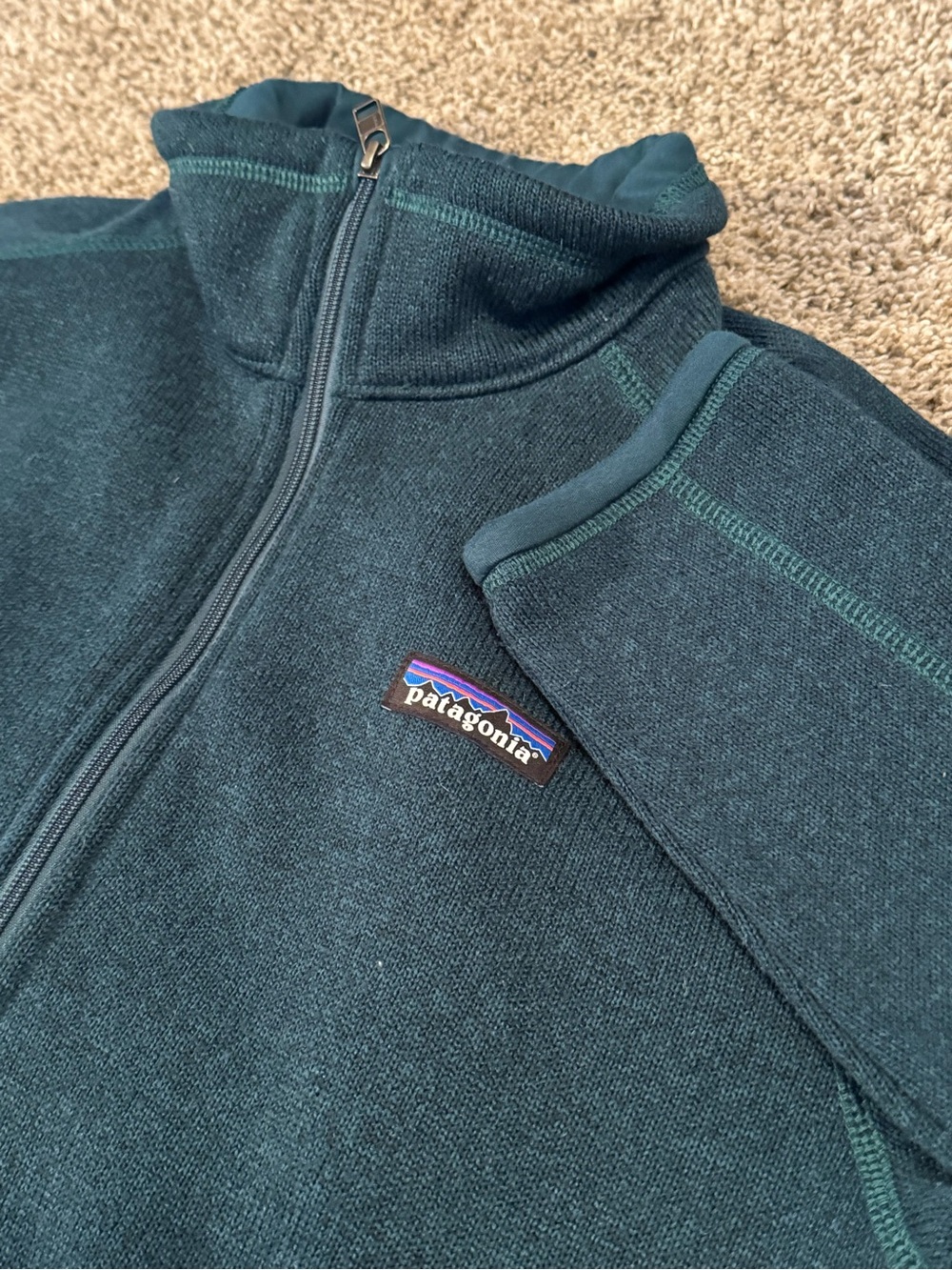 Patagonia Womens Large Better Sweater 1/4 Zip Fleece Dark Teal Green